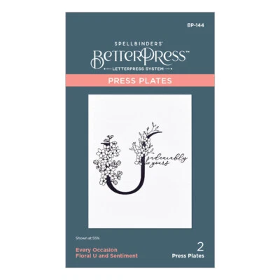 Spellbinders Floral U and Sentiment Press Plate from the Every Occasion Floral A - Image 1 of 4