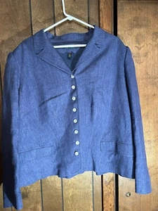Lauren Ralph Lauren Linen Blue True Navy Jacket Blazer Size 22W - Picture 1 of 8