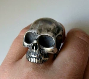 Huge Sterling Silver Skull Ring Anatomical Skull Keith Richards 65 grams - Picture 1 of 10