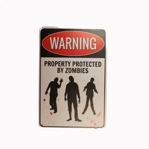 3x Tin Sign WARNING ZOMBIES Sprint Drink Bar Whisky Rustic Look - Picture 1 of 1