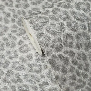 Wallpaper gray white silver metallic textured leopard cheetah animal skin fur 3D - Picture 1 of 11