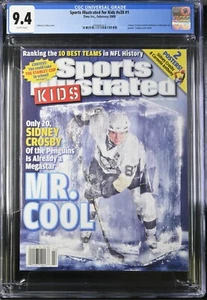 2008 Newsstand Sports Illustrated Kids Hockey Sidney Crosby 1st Cover RC CGC 9.4 - Picture 1 of 2