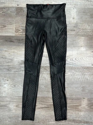 SPANX Faux Leather Moto Leggings Women’s Size Small Black - Image 1 of 4