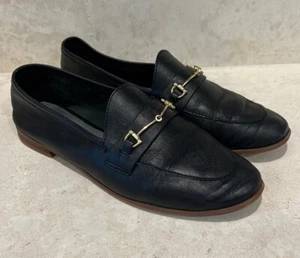 Topshop Leather Black Loafers Size 7.5 - Picture 1 of 8