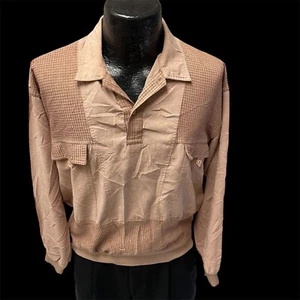 Vtg 80's Expressions Rockabilly Textured BANDED Waist Polo PANEL GAUCHO Shirt L - Picture 1 of 7