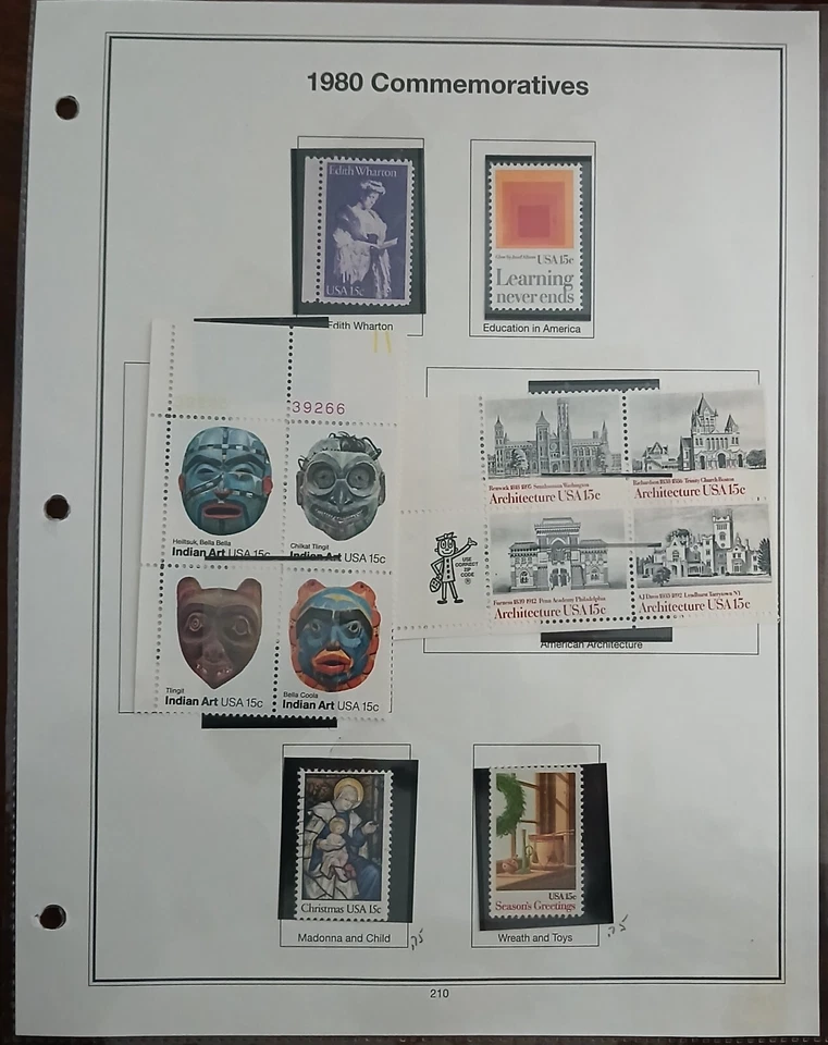 1980 COMMEMORATIVES  - LOT OF STAMPS ON ALBUM PAGE  - MH & MNH  #212 - Image 1 of 1