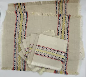 Vintage Handwoven Set Of 7 Napkins & 2 Placemats - Bild 1 von 6