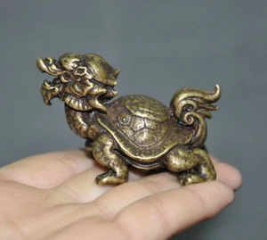 China Ancient bronze carving lucky auspicious animal Dragon turtle turtle statue - Picture 1 of 6