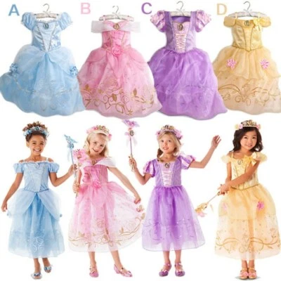 Kids Girls Princess Costume Fairytale Dress Up Snow white Rapunzel Cinderella  - image 1 of 4