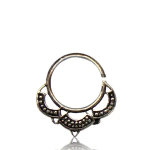 ORNATE 16G SILVER BRASS HANGING LOTUS SEPTUM 9MM RING DIAMETER NOSE - Picture 1 of 1