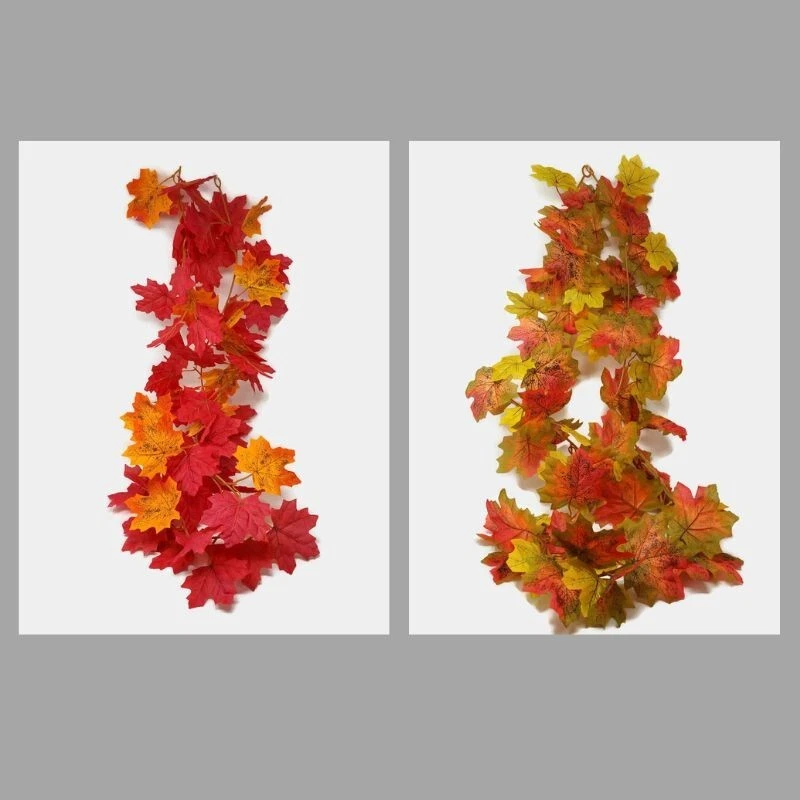 Autumn Artificial Maple Leaf Garland x 150cm - Yellow Red Orange - Colour Choice - Image 1 of 1