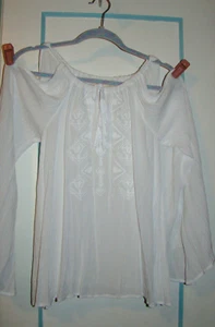 Staring at Stars White Cold Shoulder Boho Hippy Blouse Size S, 100% Cotton - Picture 1 of 5