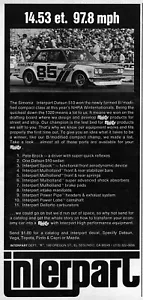 Datsun 510 1973 "14,53 ET 97,8 MPH" anuncio original de carreras Pete Brock - Imagen 1 de 1
