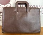 Vintage Large Faux Leather Brown Wallet Documents Laptop Carry Case Zipped