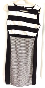 Max Mara Dress Size 44 Black & White Striped Pattern Cotton And Elastane - Picture 1 of 15