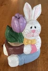 Midwest Cannon Falls EDDIE WALKER Easter Bunny Potted Tulip Folk Art Figurine - Picture 1 of 7