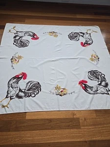 Vintage Hahn Retro Küche MCM Tischdecke 51 x 44 California Hand Prints Co. - Bild 1 von 10