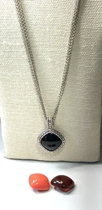 Premium Designs Necklace Interchangeable Stones Silver Tone Pendant Lot 66B - Picture 1 of 4