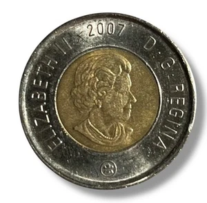 Canada 2007 Two Dollar Canadian Toonie Twoonie 2 Dollars Silver Bronze Elizabeth - Picture 1 of 3