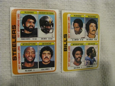 1978 Topps  Checklist #522  Steelers Harris Blount,  #503 Bills Simpson Chandler - Image 1 of 2
