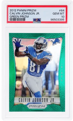 2012 Panini Prizm Calvin Johnson Jr. Green Prizm #64 PSA 10 - Image 1 of 2