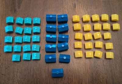 Casas y hoteles de repuesto MONOPOLY - 19 casas azules y 22 amarillas - 11 hoteles Foto 1 de 4