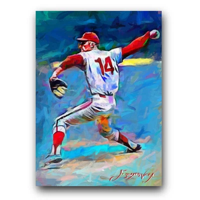 Tarjeta de arte limitada Jim Bunning #7 31/50 firmada por Edward Vela (Filadelfia Phillies) Foto 1 de 2