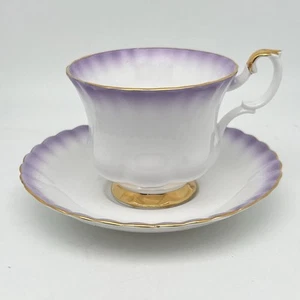 Royal Albert Rainbow Pattern Purple Ombre Bone China Tea Cup & Saucer England - Picture 1 of 17