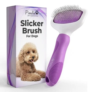 Poodle Pet Slicker Brush - For Dogs Cats Rabbits - Matted/Loose Fur Purple - Picture 1 of 8