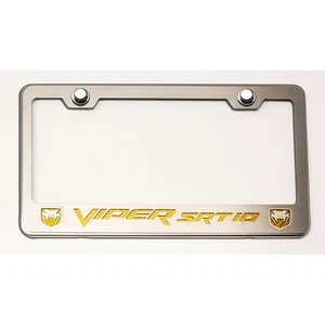 Plate Frame Yellow C-Fiber "Viper SRT 10" Inlay&Fangs for 2003-2007 Viper - Picture 1 of 4