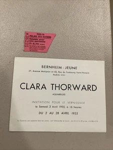 Boleto Clara Thorward Paris 1955 invitación Le Vernissage y Palais Des Nations - Imagen 1 de 7