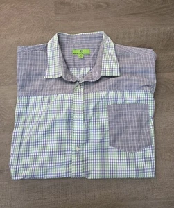 Bristol & Bull Check Blue Short Sleeve Button Up Shirt Mens 4X Cotton Polyester - Picture 1 of 8