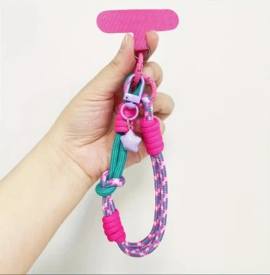 Correa de cordón de nailon colorida rosa, verde, púrpura para teléfono móvil con colgante de estrella  Foto 1 de 4