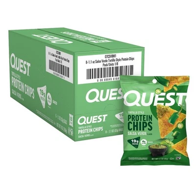 Quest Tortilla Style Protein Chips, Salsa Verde Flavored, Baked, 1.1 oz, 8 Count - Image 1 of 4