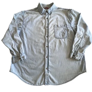 Signature by Levi Strauss & Co Denim Shirt 2XL Light Wash Button Up Distressed - Picture 1 of 15