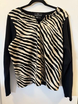 Suéter de Colección Carole Little para Mujer Mezcla de Lana Talla XL Estampado de Cebra Manga Larga Foto 1 de 4