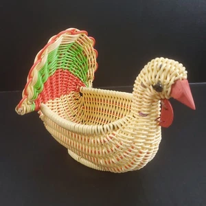 Turkey Shaped Woven Storage Bread Basket Polypropylene, Rustic Farmhouse  - Picture 1 of 9