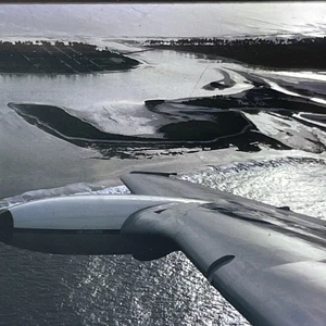 RETRO Film Photo Slide Art Cafe Junk 60s Plane Ocean Wing POV Mancave Garage - Picture 1 of 3