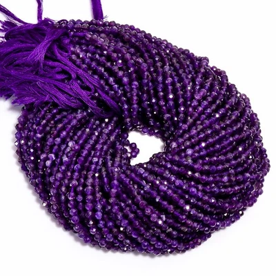 Натуральный африканский аметист драгоценных камней круглый граненый бисер 4 x 4 мм прядь 12,5 «UGB669 - Изображение 1 из 3