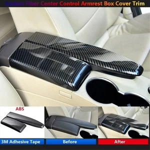 2x Carbon Fiber Center Armrest Box Cover Trim For Mercedes Benz W204 W212 X204 - Foto 1 di 14