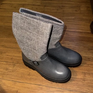 Just Fab Scout Sherpa Boots Womens Size 7 Tweed Buckle Calf Chunky Sole Winter - Picture 1 of 8