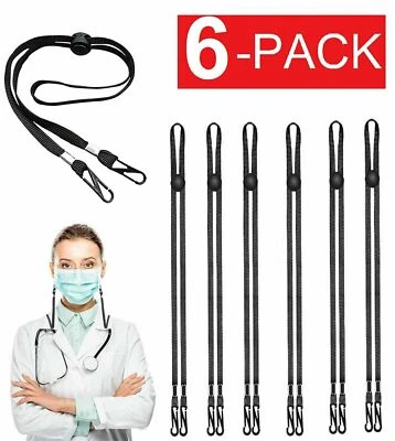 Mascarilla y gafas con cordón plano ajustable de 6 piezas, protectores de oído para máscara y vidrio Foto 1 de 4