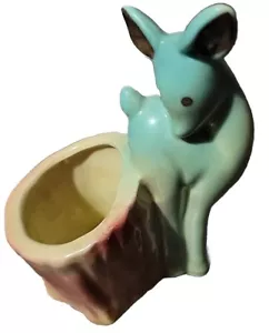 Vintage Planter Shawnee USA Pottery 535 Deer Pink Aqua Brown Vase Holder - Picture 1 of 10