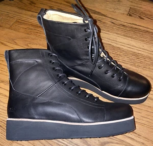 GRAM SCANDINAVIA Women's '425” Black LEATHER Platform boot combat 7.5 US 38 NWOT - Picture 1 of 7