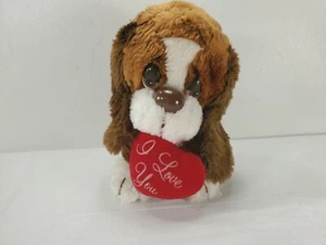 Russ Baxter Valentine's I Love You Bassett Puppy Dog Plush Stuffed Animal Toy 7" - Picture 1 of 7