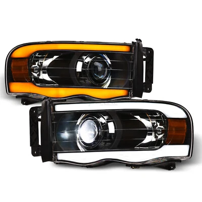 Topline For 02-05 Ram Switchback Sequential Full LED Projector Headlights Black Foto 1 de 4