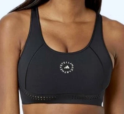 ADIDAS Stella McCartney Truepurpose Racerback Black Support Sports Bra Women 34D - Image 1 of 4