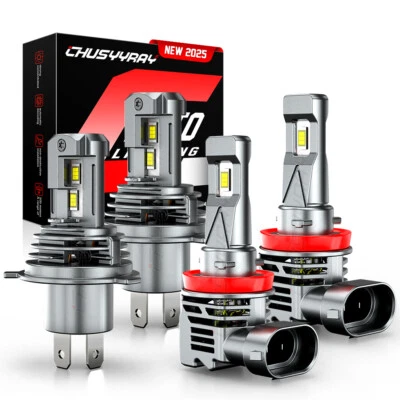 适合马自达 MPV 2004 2005 2006 4X LED 车头灯高/低光束 + 雾灯泡套件 6000K — 第 1/4 张图片