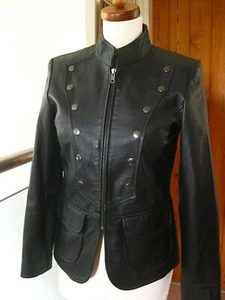 Chaqueta de Cuero HELIO 10 Militar Steampunk Ejército Abrigo Negro Punk Suave 8 Damas - Imagen 1 de 13