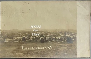 1907 HARRISONBURG, VA, BIRDSEYE VIEW TOWN SCENE REAL PHOTO POSTCARD RPPC - Picture 1 of 4